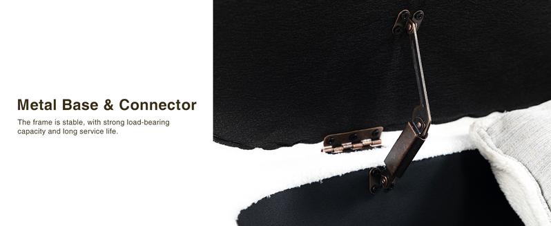 Vabches Modern White Storage Ottoman Bench With Metal Stand For Living Room