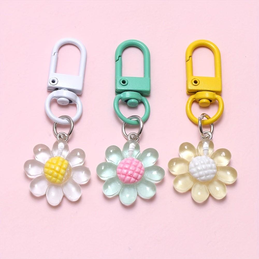 10-Pack Floral Resin Keychains, Elegant Flower Design, Durable Resin Material, Perfect for Gifts & Daily Use, Stylish Accessory
