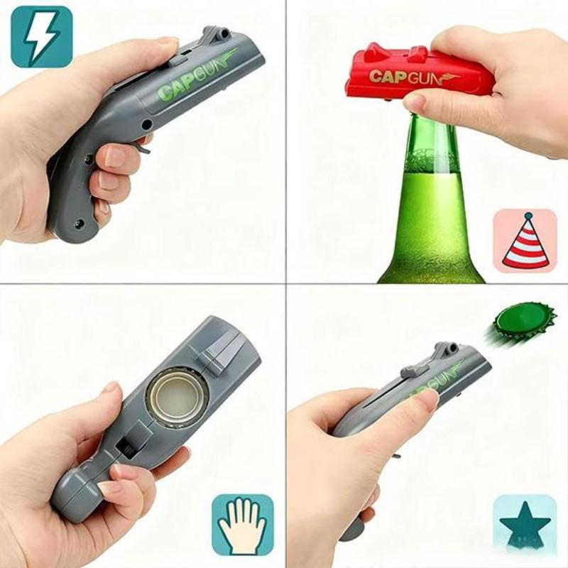 Creative Bottle Opener， Portable Beverage Bottle Opener, Bottle Cap Transmitter, Beverage Cap Launcher, Fun Design，Home Bar Accessories, Kitchen Party Supply Tools, Perfect for Family Gatherings, BBQs, and Outdoor Events