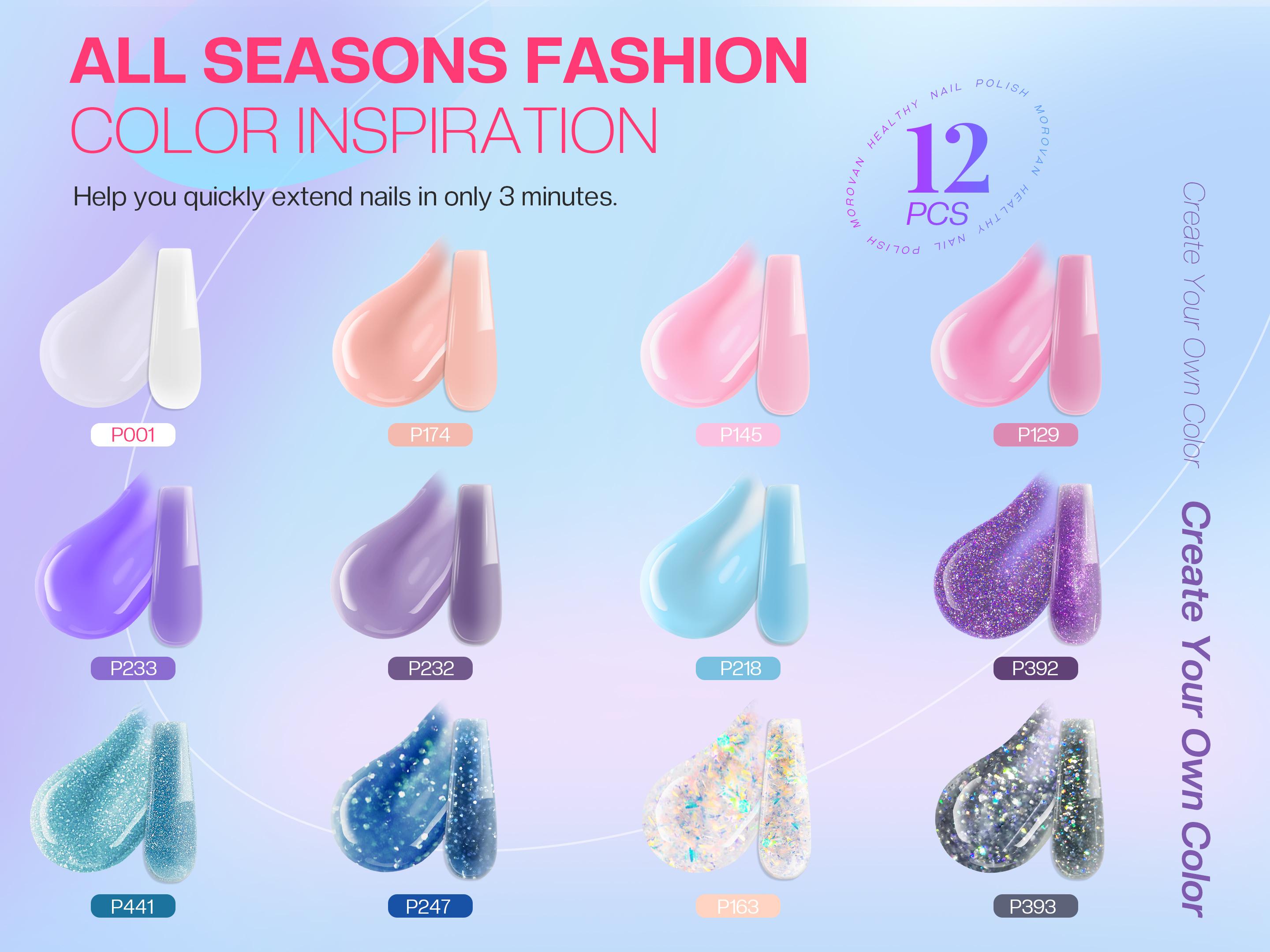 Morovan Poly Gel Nail Colors:  Poly Nail Gel 15ml Professional Poly Nail Extension Gel for Holiday Manicure DIY Design Salon at Home Gelpolish Regular Set Best Seller Gelpolish gel x nails