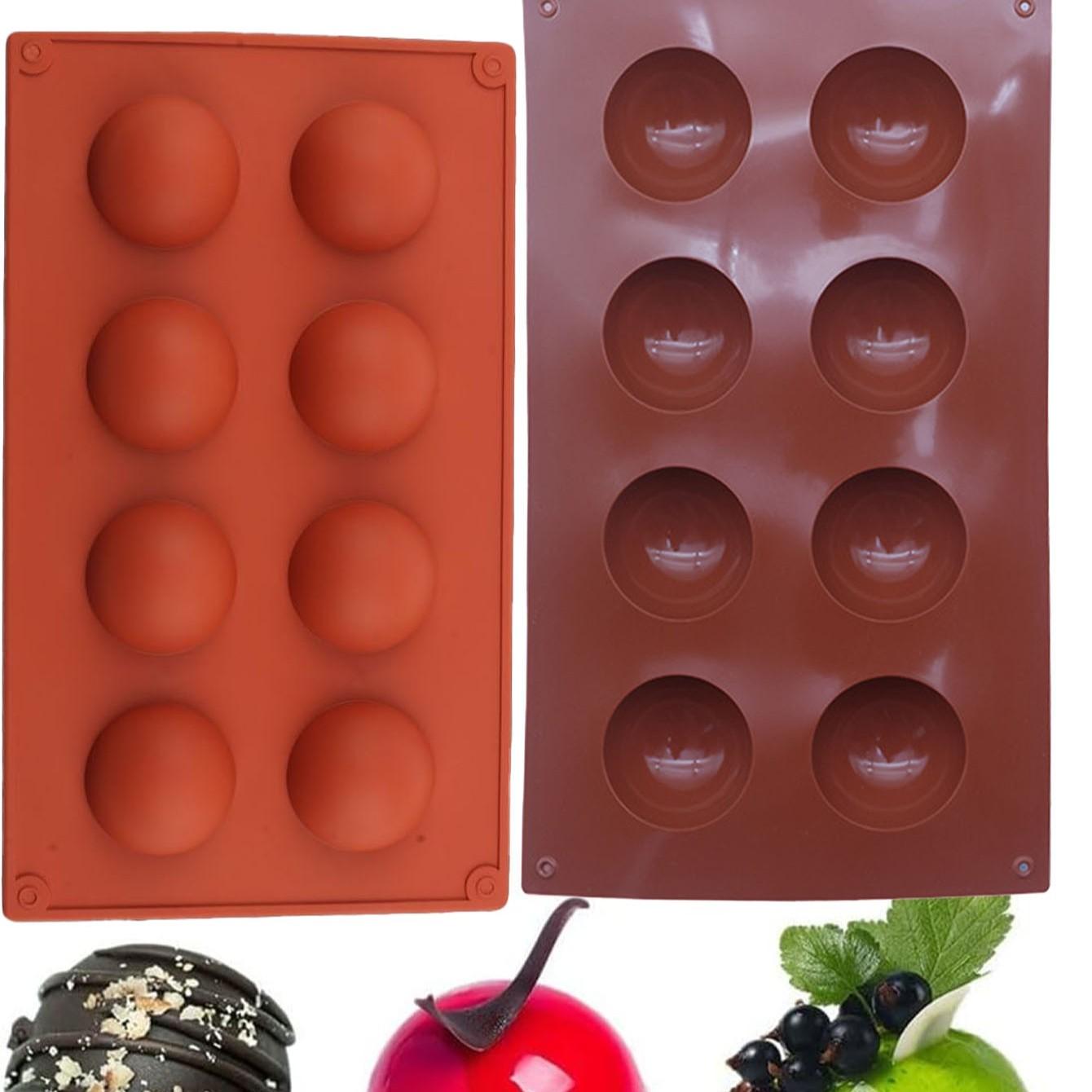 8-Cavity Non-Stick Hemisphere Silicone Baking Mold, Half-Sphere Silicone Chocolate Mold, Ideal for Baking and Desserts