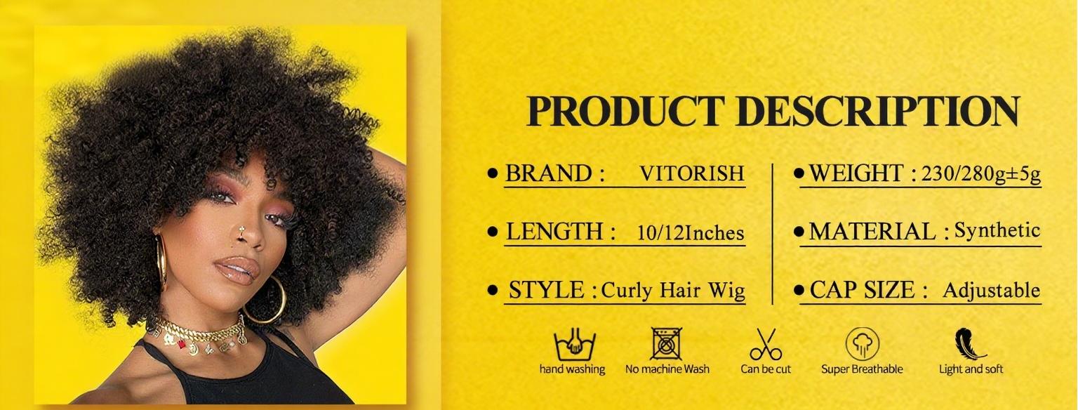 Kinky Curly Wigs for Black Women,12Inches Machine Made Wigs Afro Bomb Curly Wigs about 280g/Piece Natural Glueless Heat Resistant Synthetic African Wig (Orange)lack to Brown)