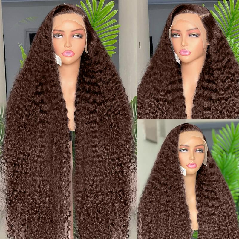 [New In] Bling Hair Chocolate Brown Deep Wave 13x6 HD Transparent Lace Front Wigs Brazilian Deep Curly Human Hair Wigs for Black Women Pre Plucked with Baby Hair 180% Denisty TikTokShopHolidayHaul