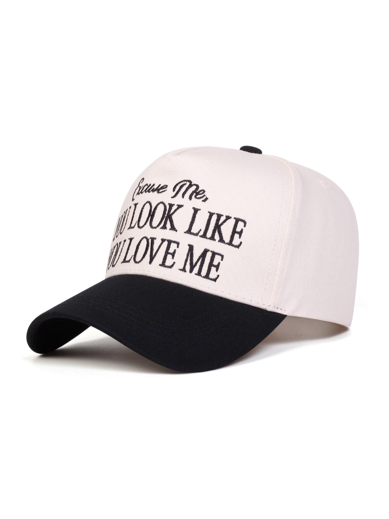 Unisex You Love Me Letter Baseball Cap, Funny Cap, Adjustable Outdoor Sun Protection Hat, Casual Woven Fitted Cap for Spring & Fall Travel, Adjustable Snapback Cap