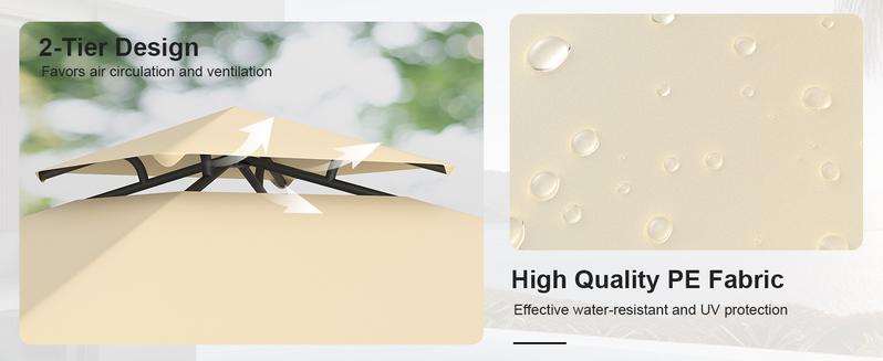 Gazebo, 11.5x11.5 Patio Gazebo Waterproof Canopy Tent UV-Resistant 2-Tier Top Sturdy Outdoor Canopy Tent for Camping with Mosquito Netting for Garden Patio Backyard