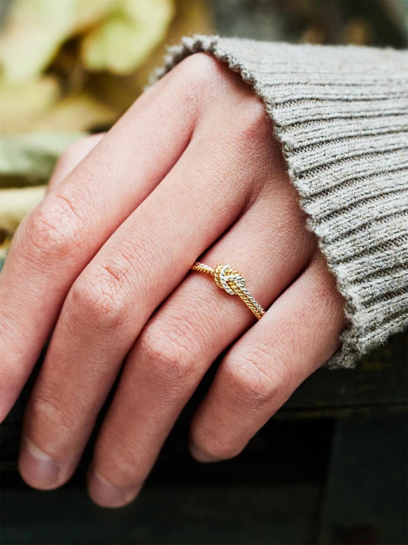 Women's Simple Knot Design Ring, Statement Rings, Fashion Jewelry for Party, Daily Clothing Decor, Trendy All-match & Exquisite Jewelry for Birthday Gift