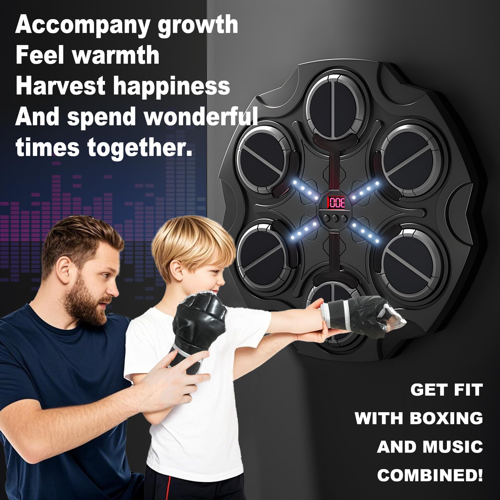 Music Boxing Machine Smart Bluetooth-compatible Wall-Mounted Kids Training Equipment, Electronic Punching Target, Boxing Speed Trainer, Includes Gloves, Perfect Gift for Boys & Girls Boxing Set