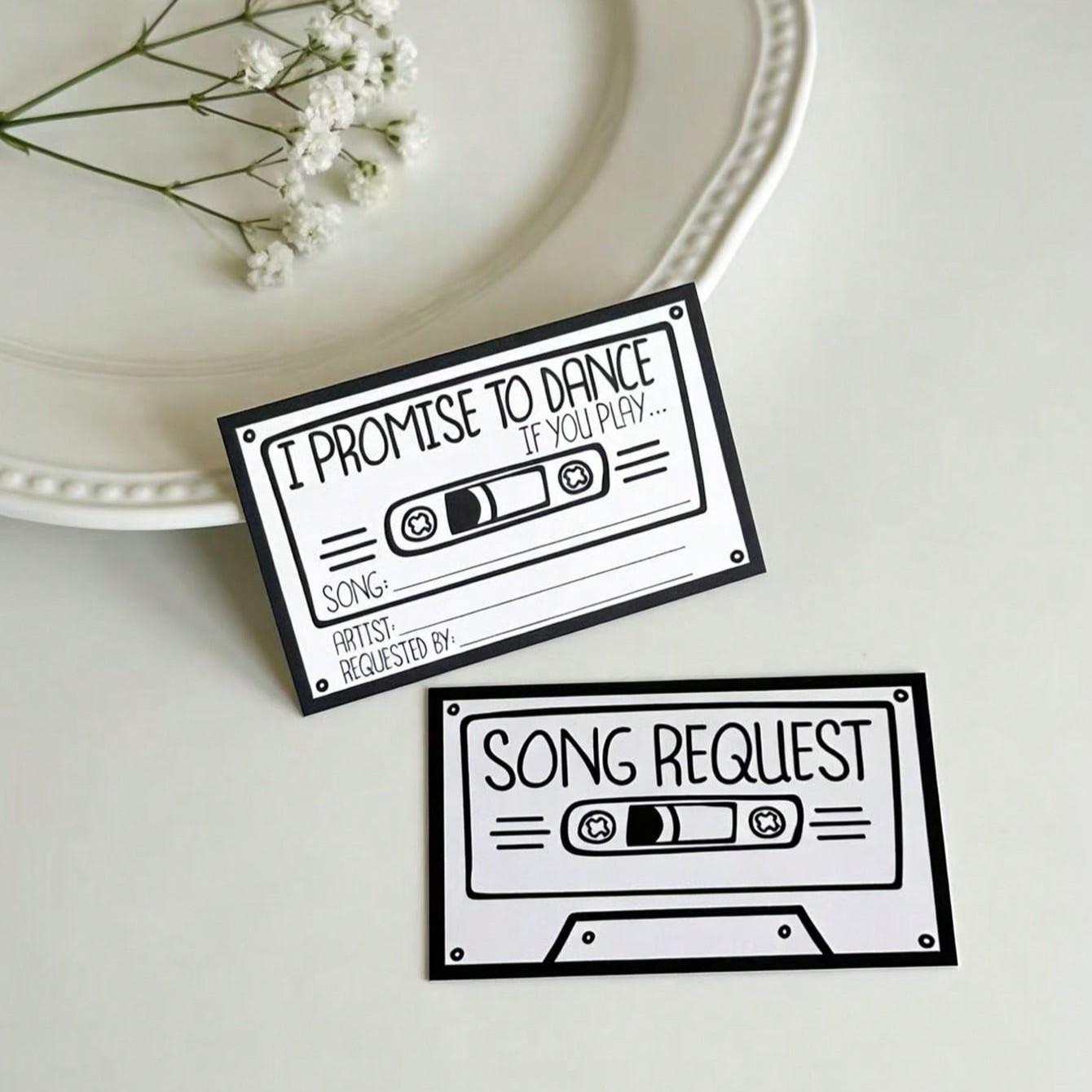Retro Music Request Card, Wedding Anniversary Card, Bride Gift Party Song Request Card, Birthday Party Song Request Card, Wedding Photo Prop