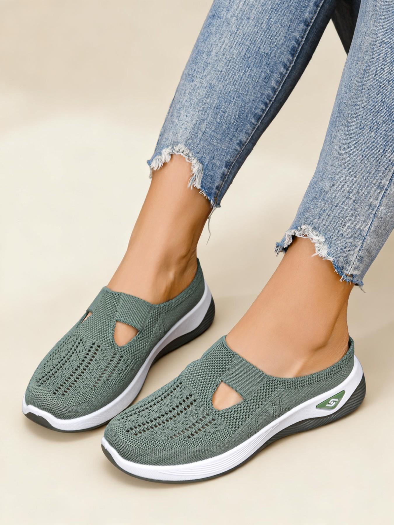 New Women's Casual Sandals, Comfortable Fashion Slip-Ons, Lightweight Soft Sole Mesh Shoes, Outdoor Commute Half-Sandals