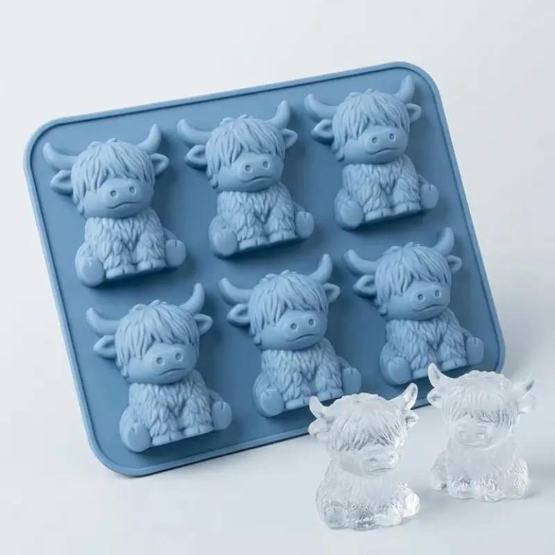 Mini Highland Cow Ice Cube Mold, Cute 3D Ice Cubes for Drinks, Perfect for Parties and Gifts, Enhance Drink Flavor