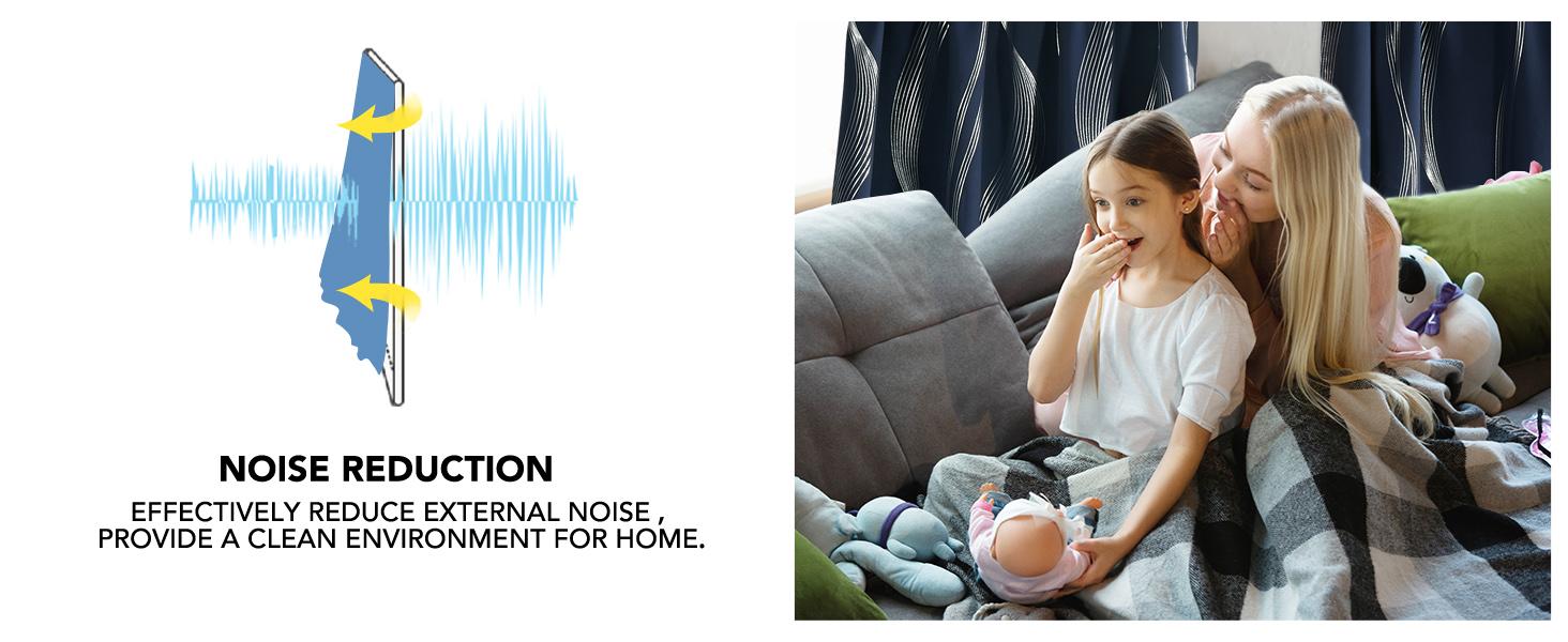 Deconovo Blackout Curtains(2 Panels, Silver Print Wave Striped Pattern) - Thermal Insulated,Soundproof Drapes with Grommet for Living Room & Bedroom