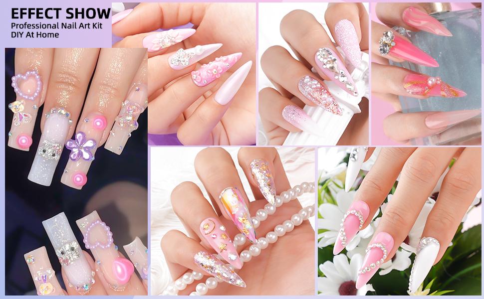 Morovan 3 Colors Acrylic Elysium Nail Kit Elysium Series for Beginners with Glitter Powder X-strength Primer UV Lamp for Nail Extension Complete DIY Starter Acrylic Nail Supplies Set