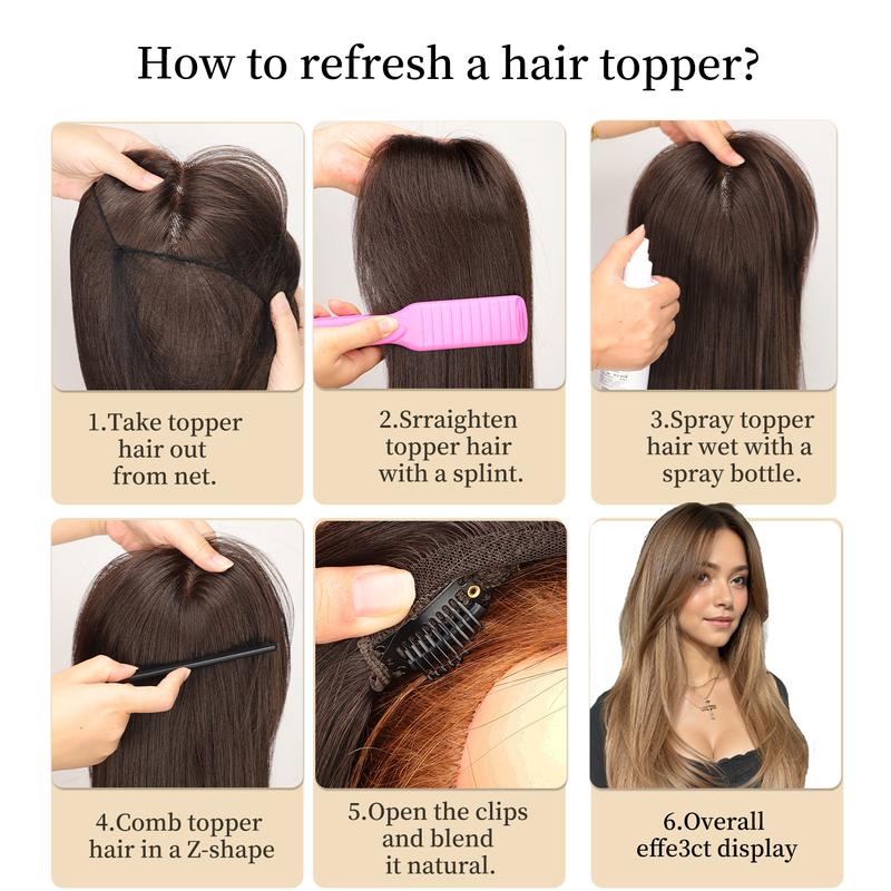 ONLYCUTE Hair Topper 22 inch Slightly Layered Synthetic Extensions No Wig Cap Required Large Piece Natural Invisible Add Volume Length for Women