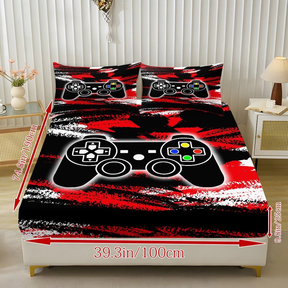 Gaming Controller Bed Sheet Set, High-Quality Fabric, All-Season Lightweight, Trendy Bedroom Linen, Comfortable Sleep, No Padding