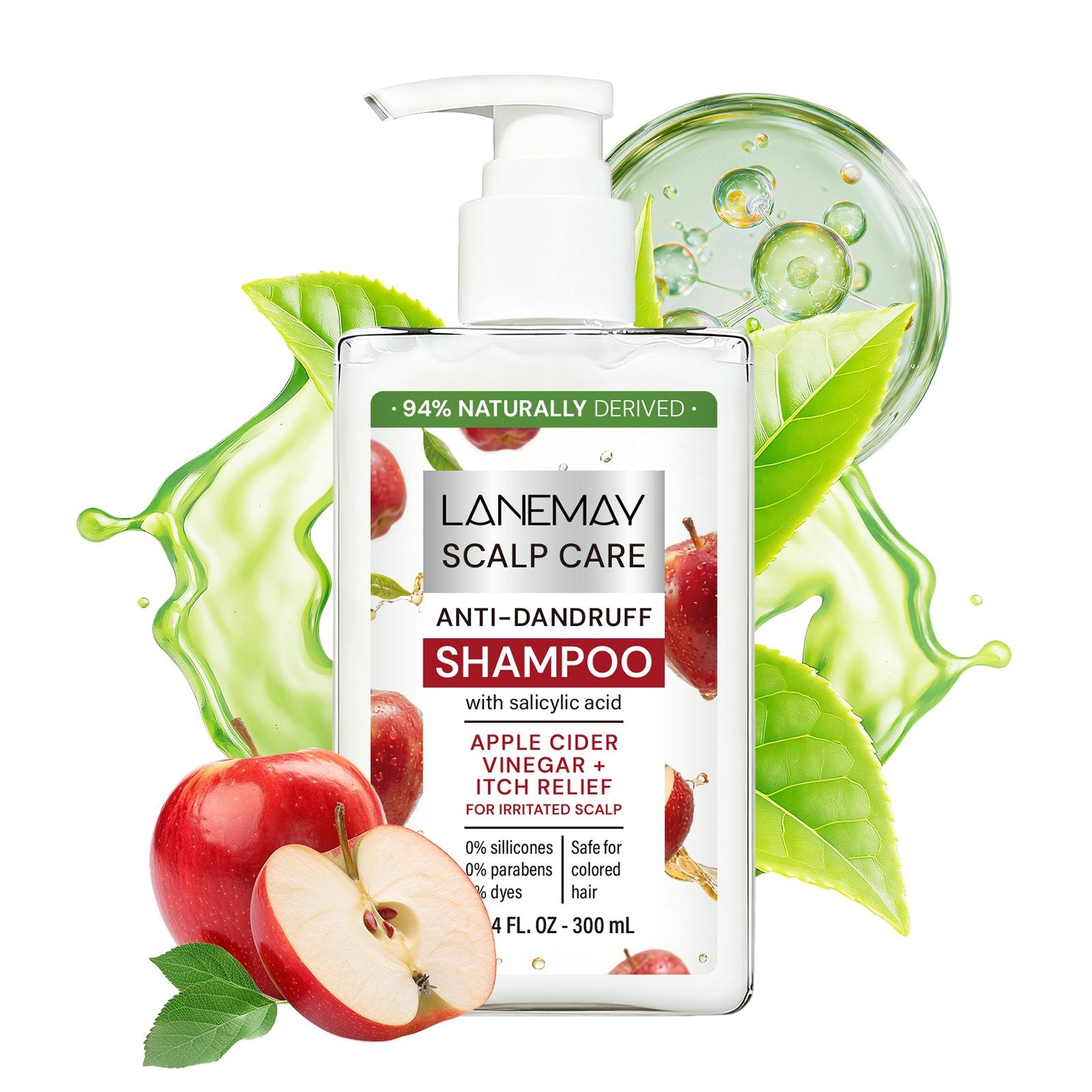 300ml Refreshing Shampoo with Salicylic Acid, Apple Cider Vinegar, Tea Tree Oil, Glycerol - Oil Control, Helps Reduce Scalp Oil Buildup, Enhances Hair Shine, Soothes Scalp - For Oily & Uncomfortable Scalp, Daily Shampoo Care