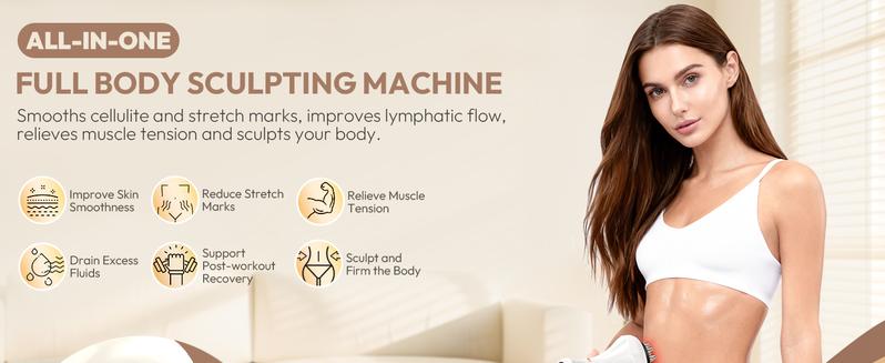 1 Count Body Sculpting Massage Tool, Handheld Electric Body Massager with Heat, Vibration & Soothing Pulse for Legs, Arms, Hips & Belly