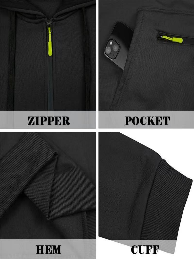 fall outfits Autumn and winter trendy men's hooded sweatshirt and pants set, with contrasting color zippers and multi-pocket design for cargo pants.It is suitable for both daily leisure and outdoor sports.Essential for men.