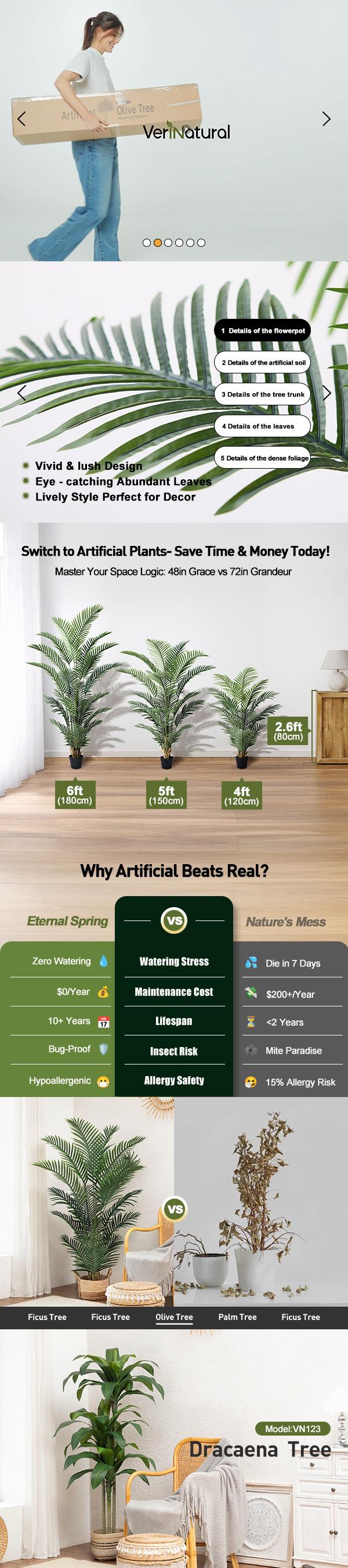 VeriNatural 5/6FT UV Resistant Artificial Palm Tree for Indoor & Outdoor (2-Pack)（VN125）