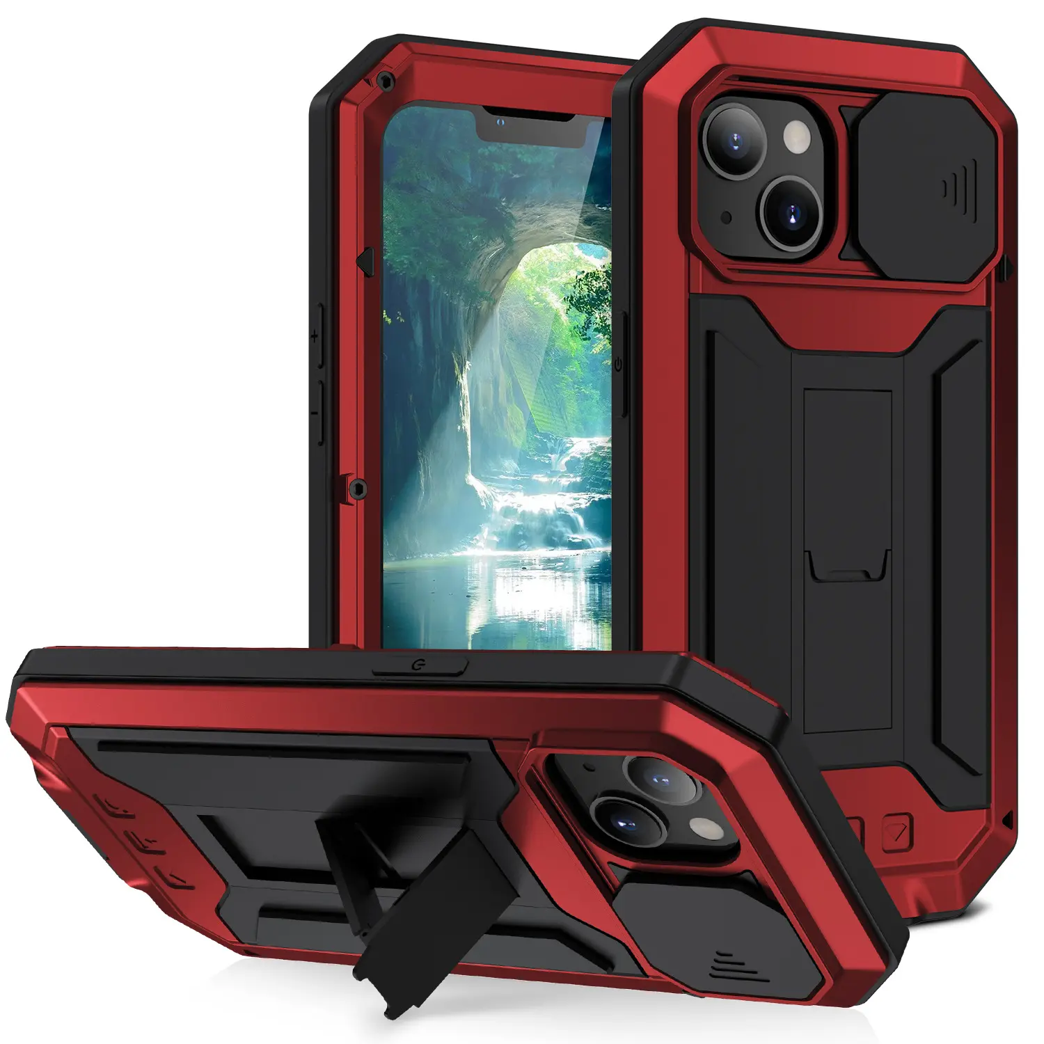 [DR] Multi-Model Waterproof Shockproof Aluminum Gorilla Glass Case For iPhone 13,14,15,16 Pro,17 Pro Max Military-Grade Phone Cover, Iphone 16 Pro