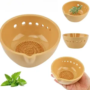 Handmade Garlic Masher & Herb Bowl| 2-in-1 Ceramic Plate with Grater and Stem Remover, Perfect for Ginger, Cheese, and Garlic, Ideal Kitchen Tool Gift for Home Cooks