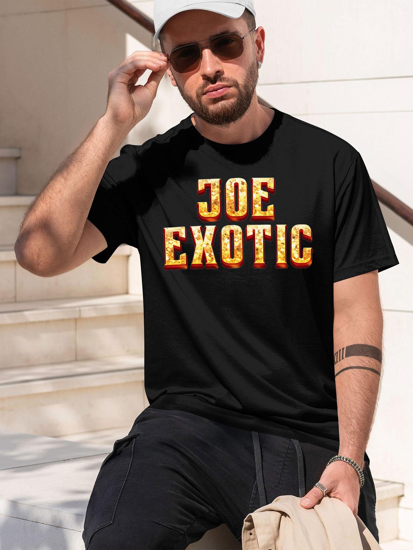 JOE EXOTIC 2026 new model Black/White Tee Stylish & Comfortable Loose Crew Neck Short Sleeve T-shirts Versatile On Trend Eye Catching Printed Graphic Casual Tee for Daily Wear Outings & Leisure