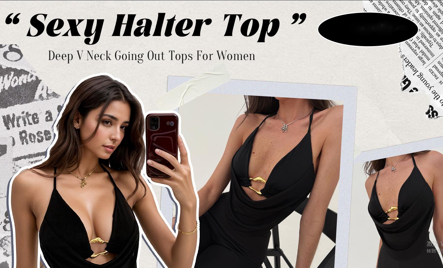 Spring Halter Top Open Back Going Out Tops Cowl Neck Festival Rave Top