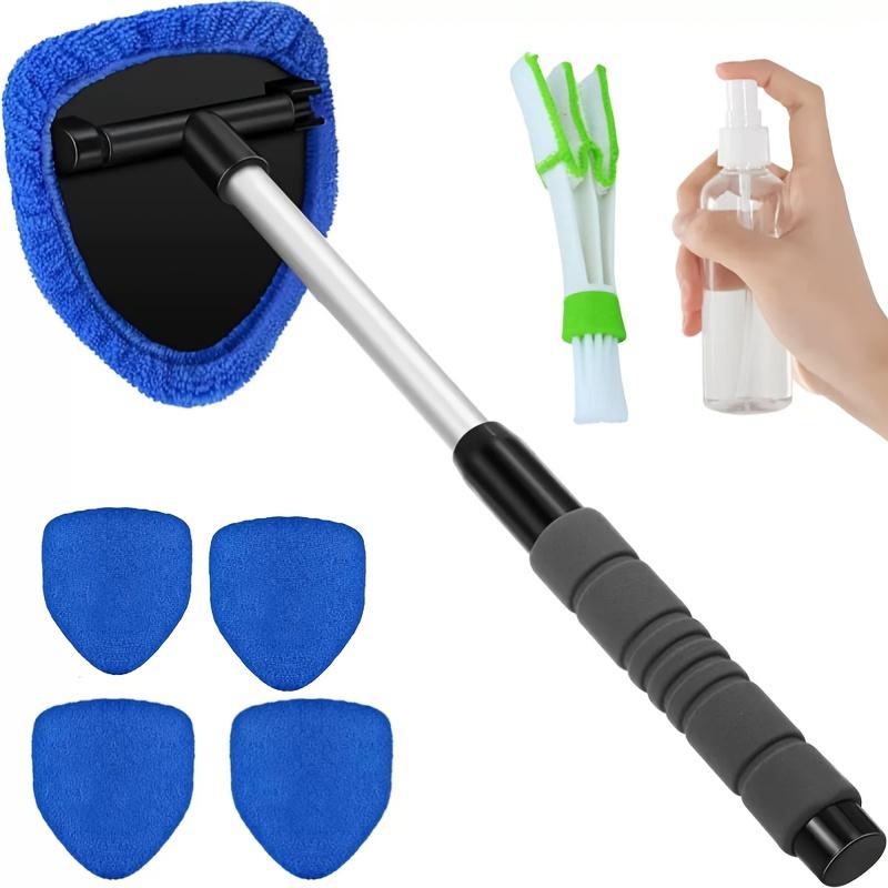 8pcs Windshield Cleaning Kit, Car Cleaning Supplies, Including 5 Reusable And Washable Microfiber Pads And Car Windshield Wiper Set with Retractable Handle