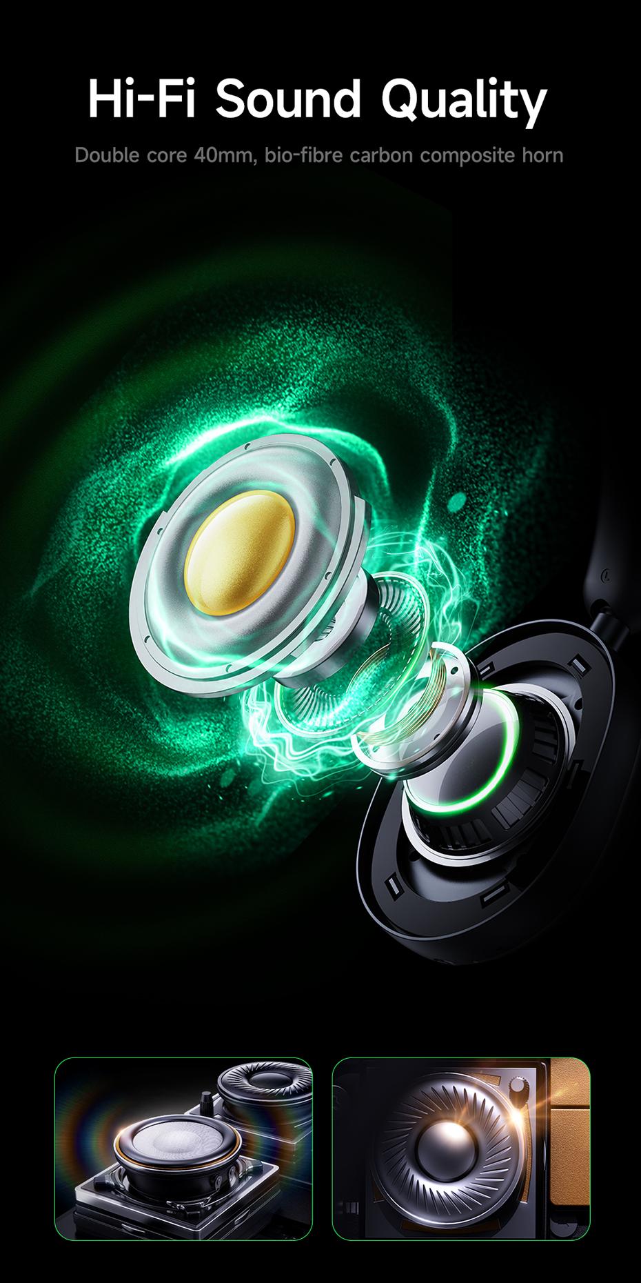 Picun F6 Hydrid Active Noise Cancelling Headphones with ENC, Time with Transparency Mode, iPhone / Android,Hi-Res Audio & Deep Bass Foldable Wireless Headphones with Mic for Travel, Home, Office