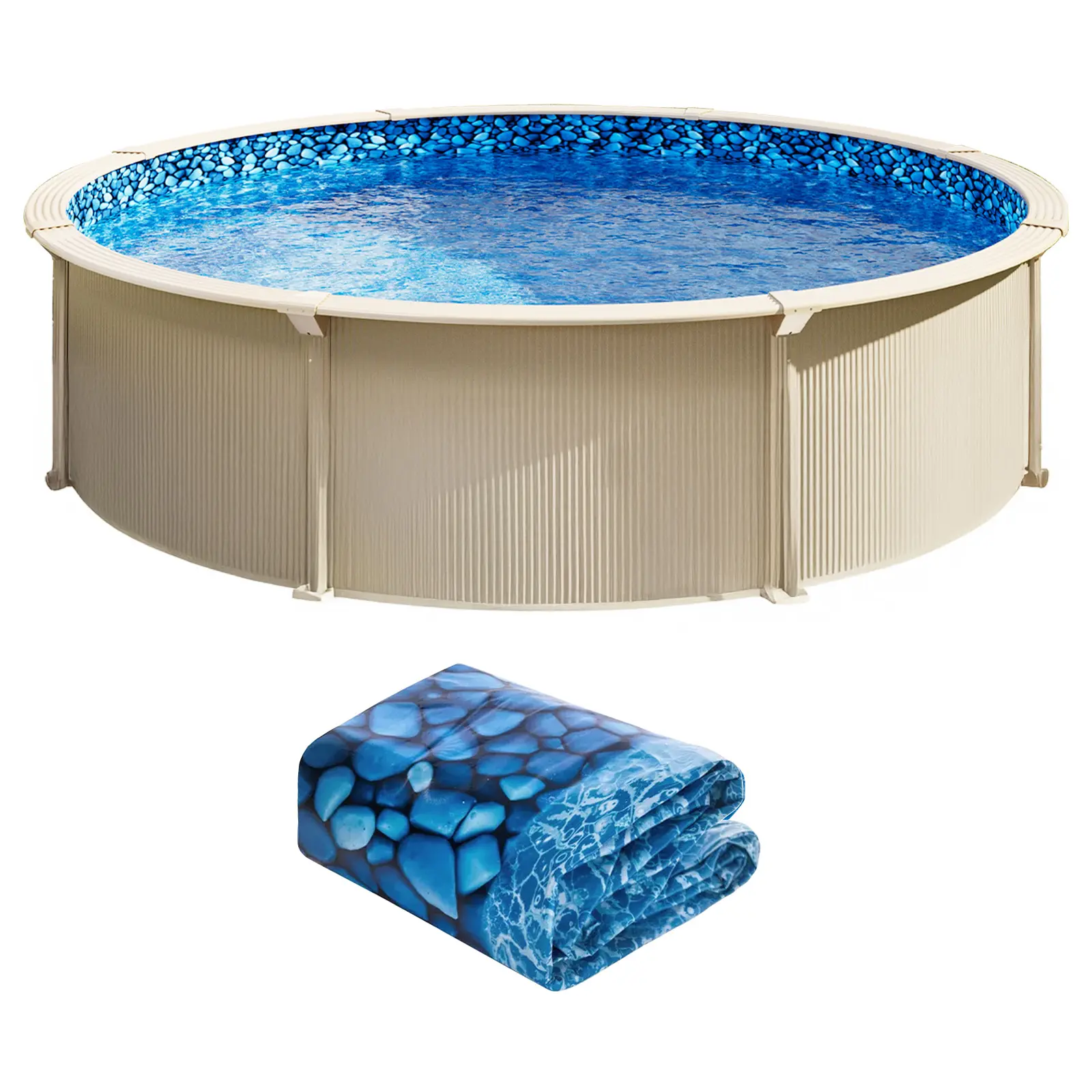 Pool Liner, 33ft Round Pool Liner, Unibead Style, Durable Vinyl Pool Liner, Standard Gauge, 52in Wall Height, Pool Liner Replacement for Steel Sided Above-Ground Swimming Pools