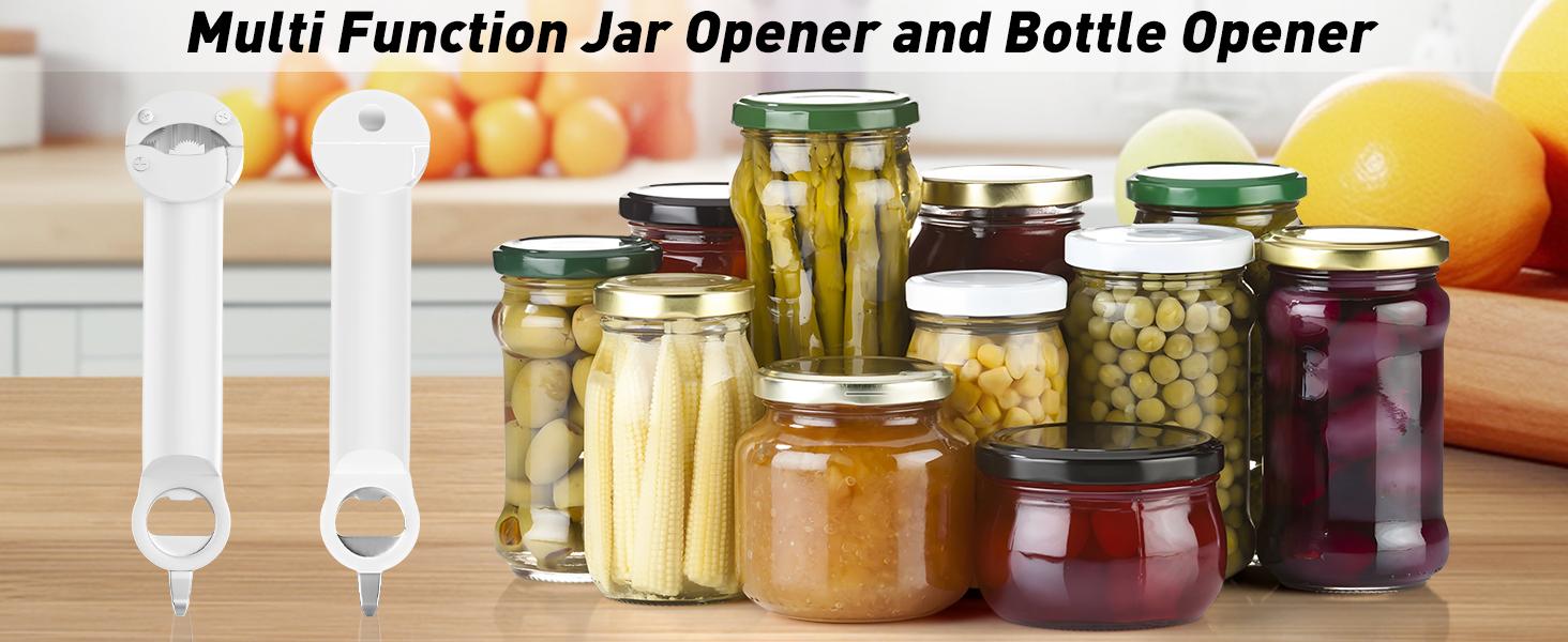 Multifunctional Adjustable Jar Opener with Stainless Steel Gear, Labor-Saving Bottle Opener for Weak Hands, Seniors with Arthritis magnetic Manual easy home assistance kitchen gadgets Red Utensils Tin springtok can tool