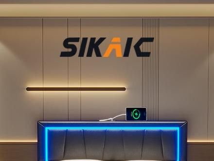 Sikaic 4 Drawers Faux Leather Upholstered Platform Bed Frame With LED Headboard Black