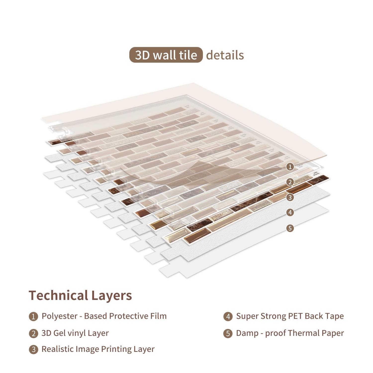 (6pcs/10pcs) Peel and stick removable wall kitchen splashback tiles, 30.5 cm x 30.5 cm self-adhesive marble wall tiles, for kitchen and bathroom