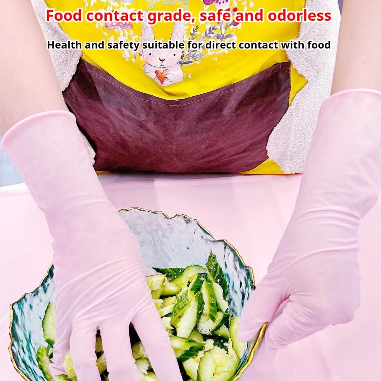 Disposable Nitrile Gloves, 12 Inch Nitrile Gloves Food Grade Kitchen Cleaning Household Dishwashing Durable Rubber