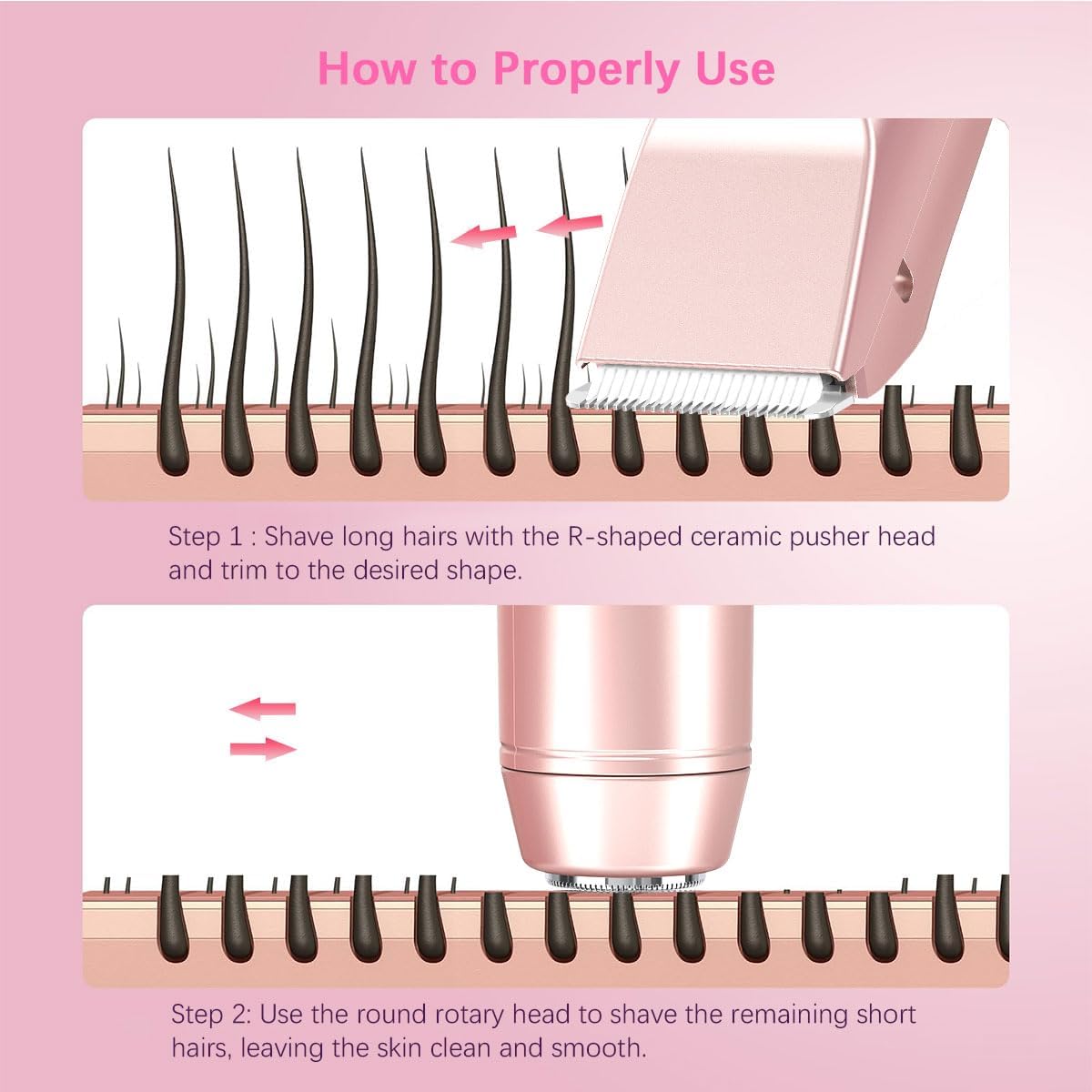 2 in 1 Electric Bikini Trimmer for Women, Dual Head Electric Razor Body Hair Trimmer , Wet/Dry Use Electric Shaver for Bikini Underarm Face Leg Arm Pubic Hair, Christmas Gifts