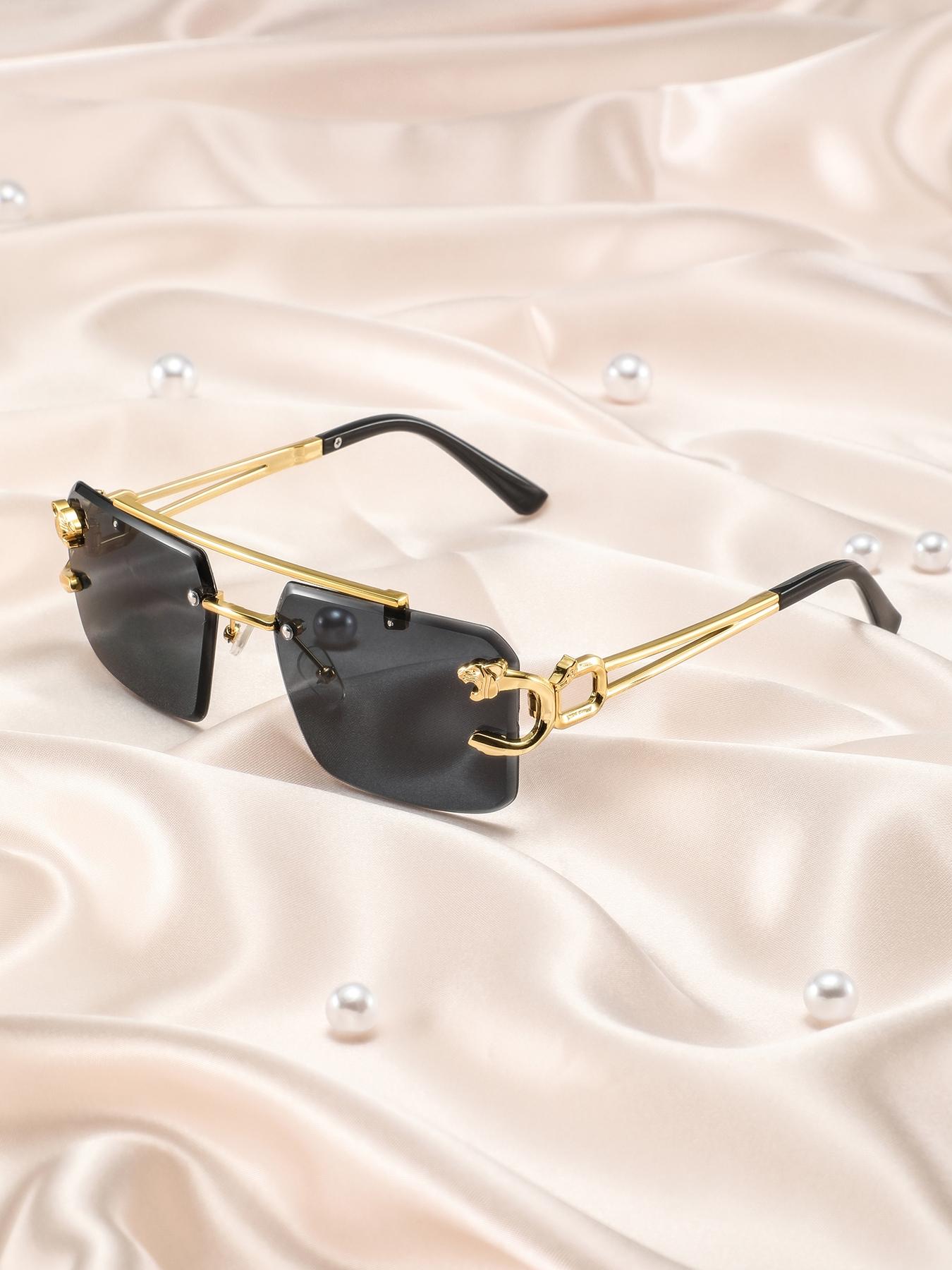 Women's New Frameless Leopard Head Decorative Glasses, Vintage Fashion Eyewear, Perfect Gift for Halloween Christmas Easter Valentine's Day, Rimless Shades