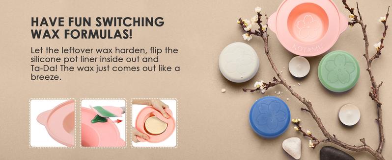 KOTAMU Waxing Kit-Professional Wax Warmer for Women& Men Hair Removal,Black Hard Wax Kit With Silicone Waxing Pot, Sensitive Skin Friendly Body Wax Kit Ideal for Face Bikin Brazilian Leg Home Salon