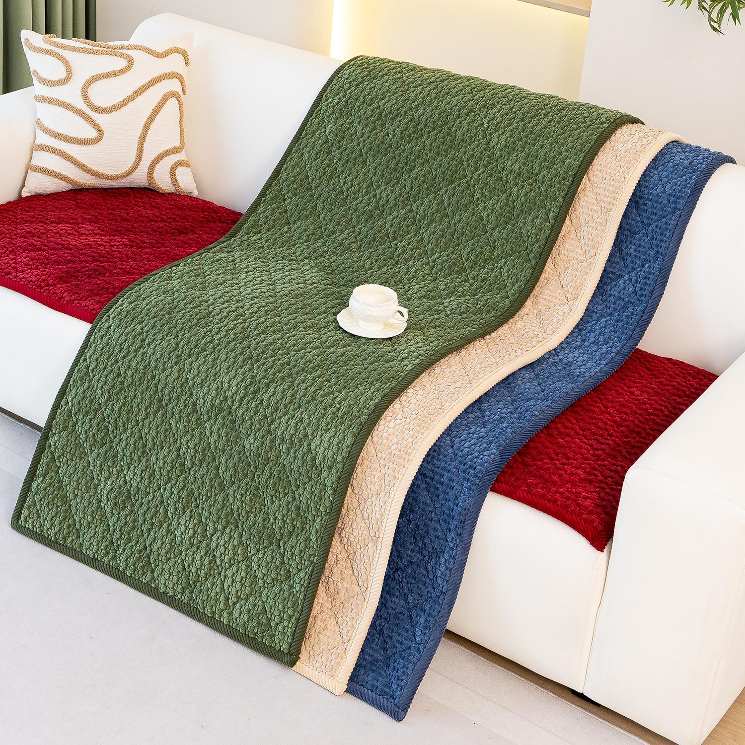 1pc Single Solid Color Bubble Velvet Sofa Pad, Soft Skin-Friendly Material, Pet-Friendly Anti-Slip Design, Machine & Hand Washable, Fits Single to Five-Seater Sofas