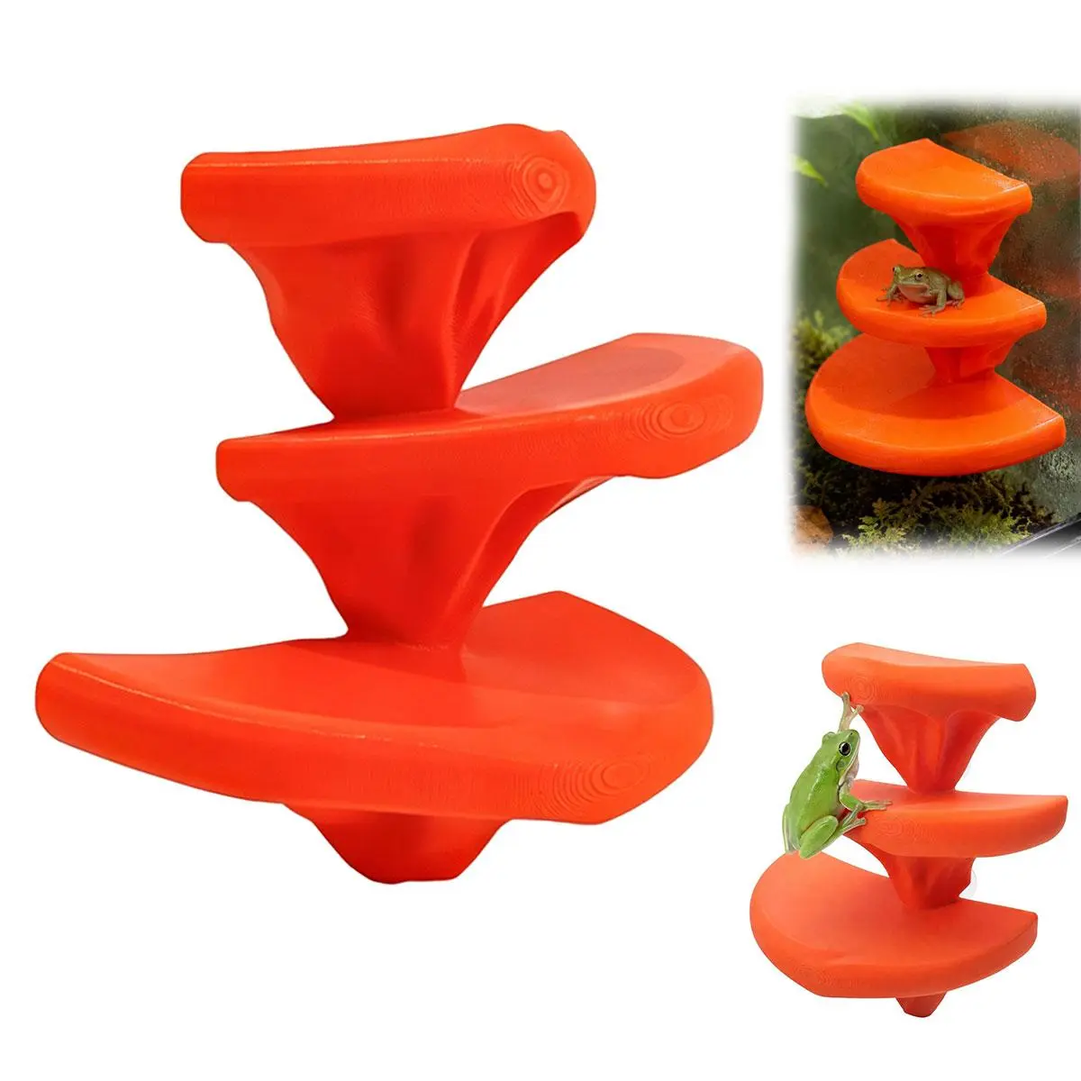 3-Tier Mushroom Reptile Climbing Platform | Suction Cup Terrarium Resting Ladder for Tree Frog, Leopard Gecko, Small Lizard & Arboreal Reptiles