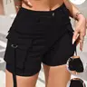 Women's Khaki Cotton Cargo Shorts, High Waist Casual Summer Bottoms, Multi Pockets, Soft Breathable Fabric, Y2K Style, Outdoor Wear