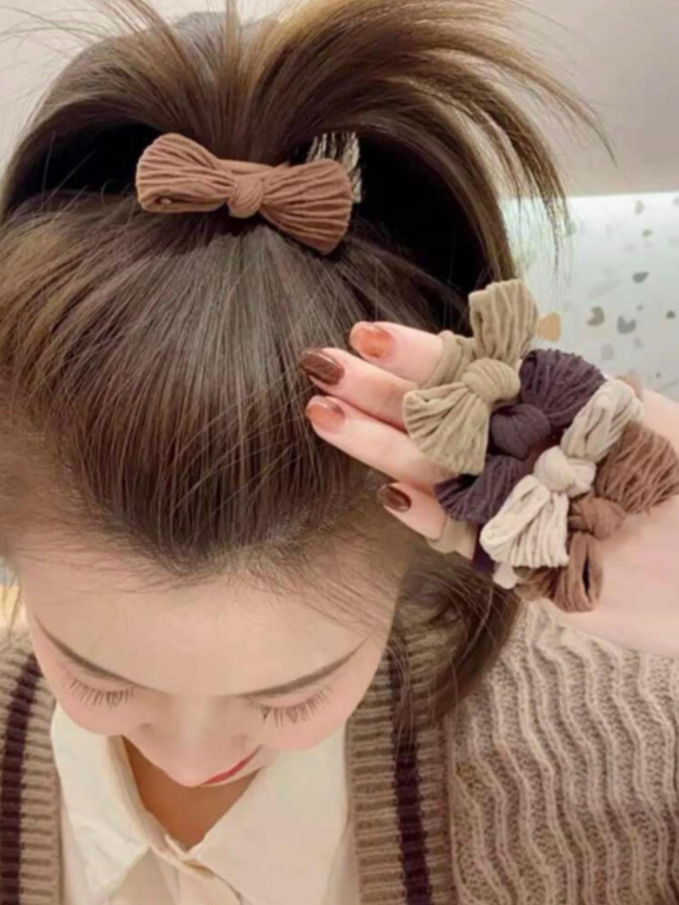 10pcs Mixed Color Bow Hair Ties, Cute Series for Women, Fashionable Daily Ponytail Accessories, Durable and Compact Hair Bands