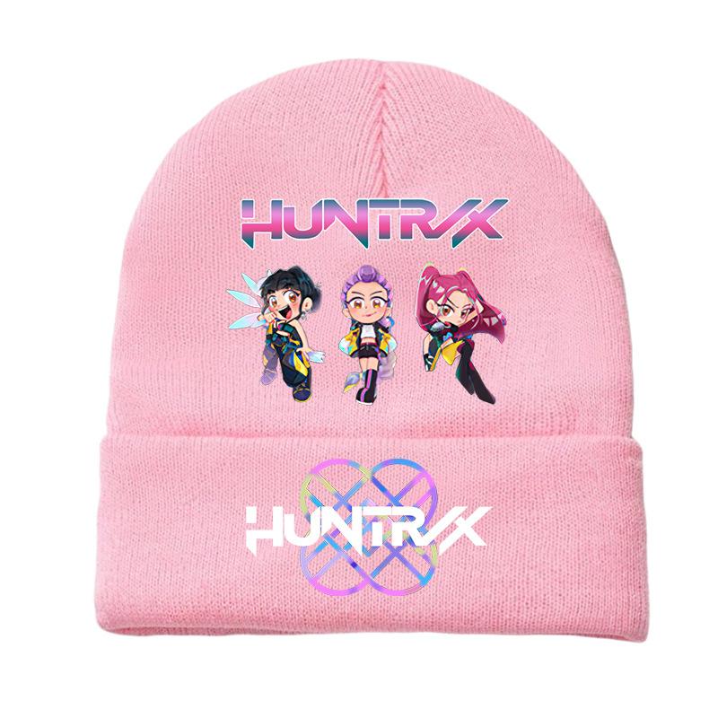 New K-Pop Demon Hunters Knitted Hat, Velvet Material, Warm Cap for Teens and Adults, Trendy Cartoon Print, Unisex Fashion Beanie, Graphic Hat