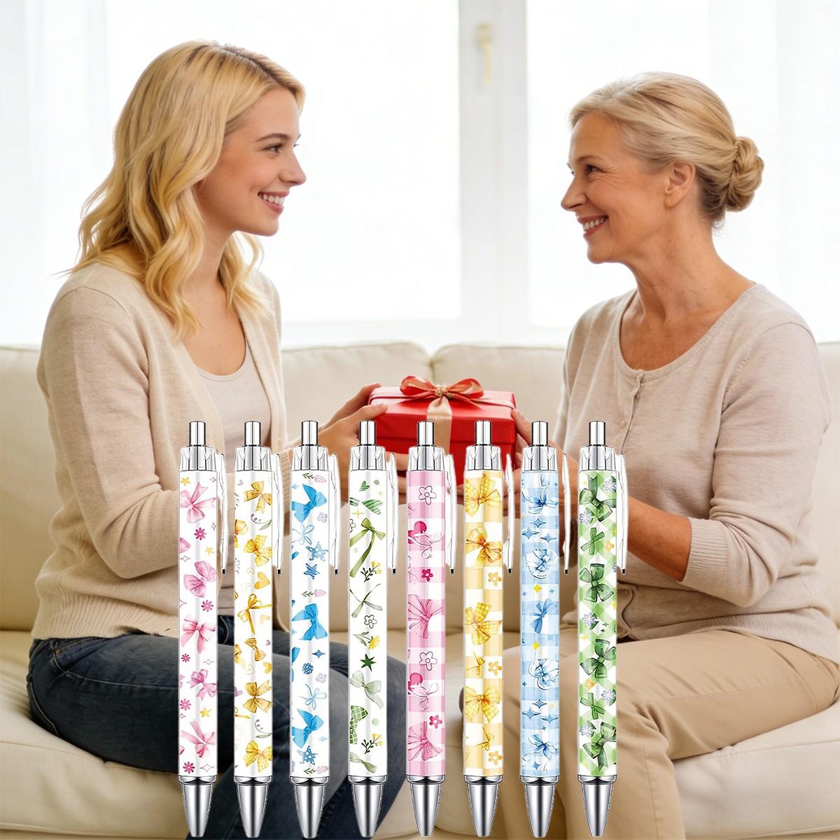 8/16/24 Pcs Flower Ballpoint Pens, Floral Pens Bulk, Floral Birthday Party Favors for Women, Black Ink Flower Fine Point, Smooth Writing Pens, Journaling Gifts Office School Teacher Coworker Supplies