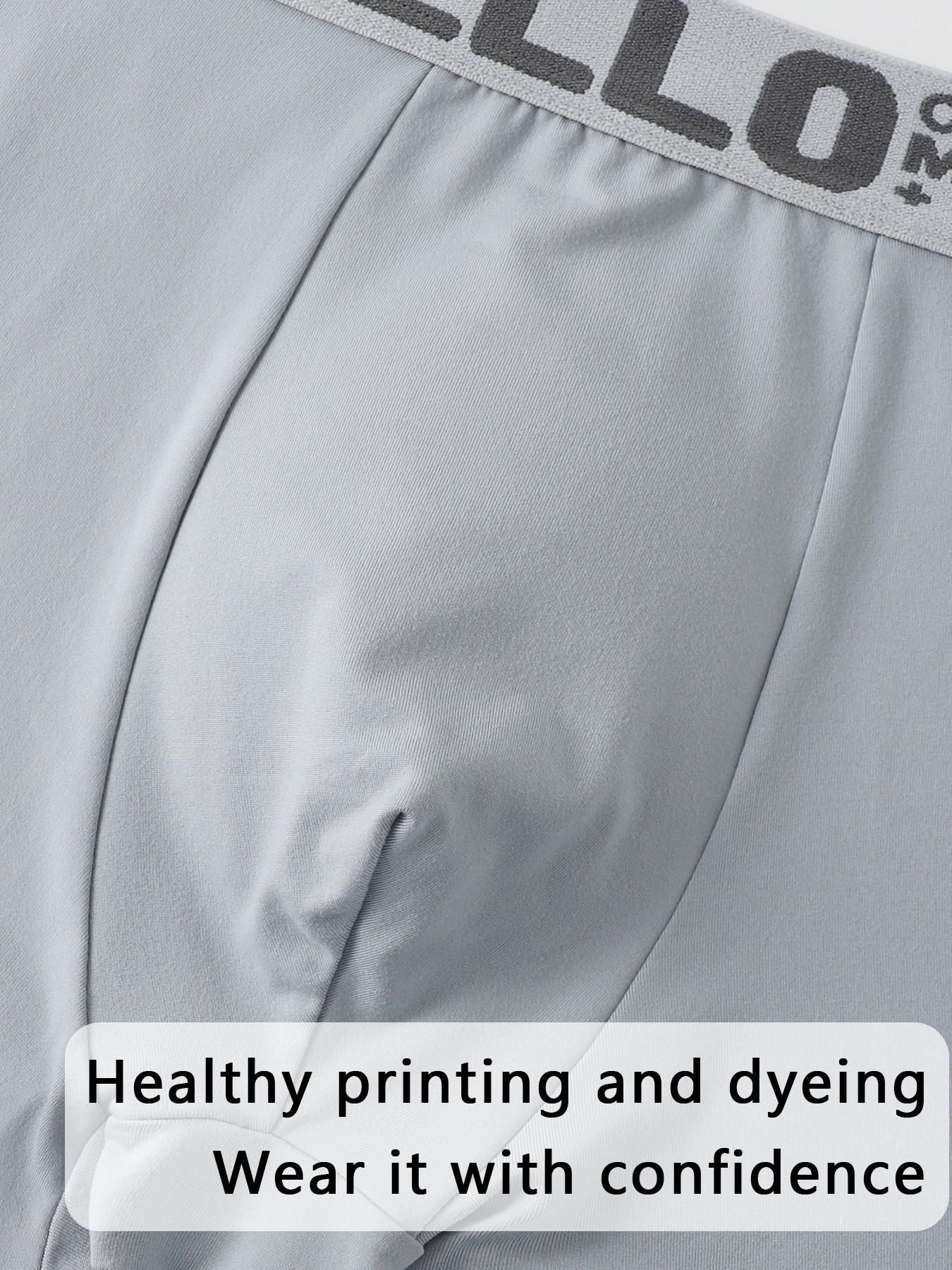 Light gray men's boxer briefs, solid color, soft and breathable, minimalist style men's underwear