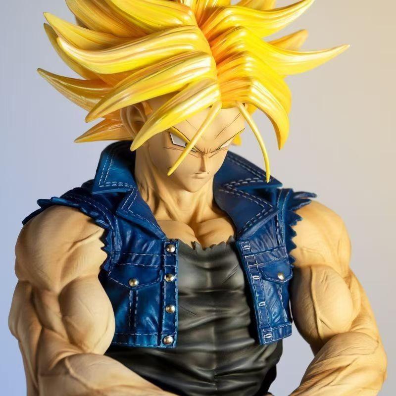 One Piece Dragon Ball Super Trunks Figure， Super Saiyan Sword Pose with Starry Sky Scene，Unboxing Trunks Super Saiyan Statue! Must-Have DBZ Collectible for Anime Fans，Stunning Trunks Action Figure, Perfect Desk Decor for Dragon Ball Otakus ﻿