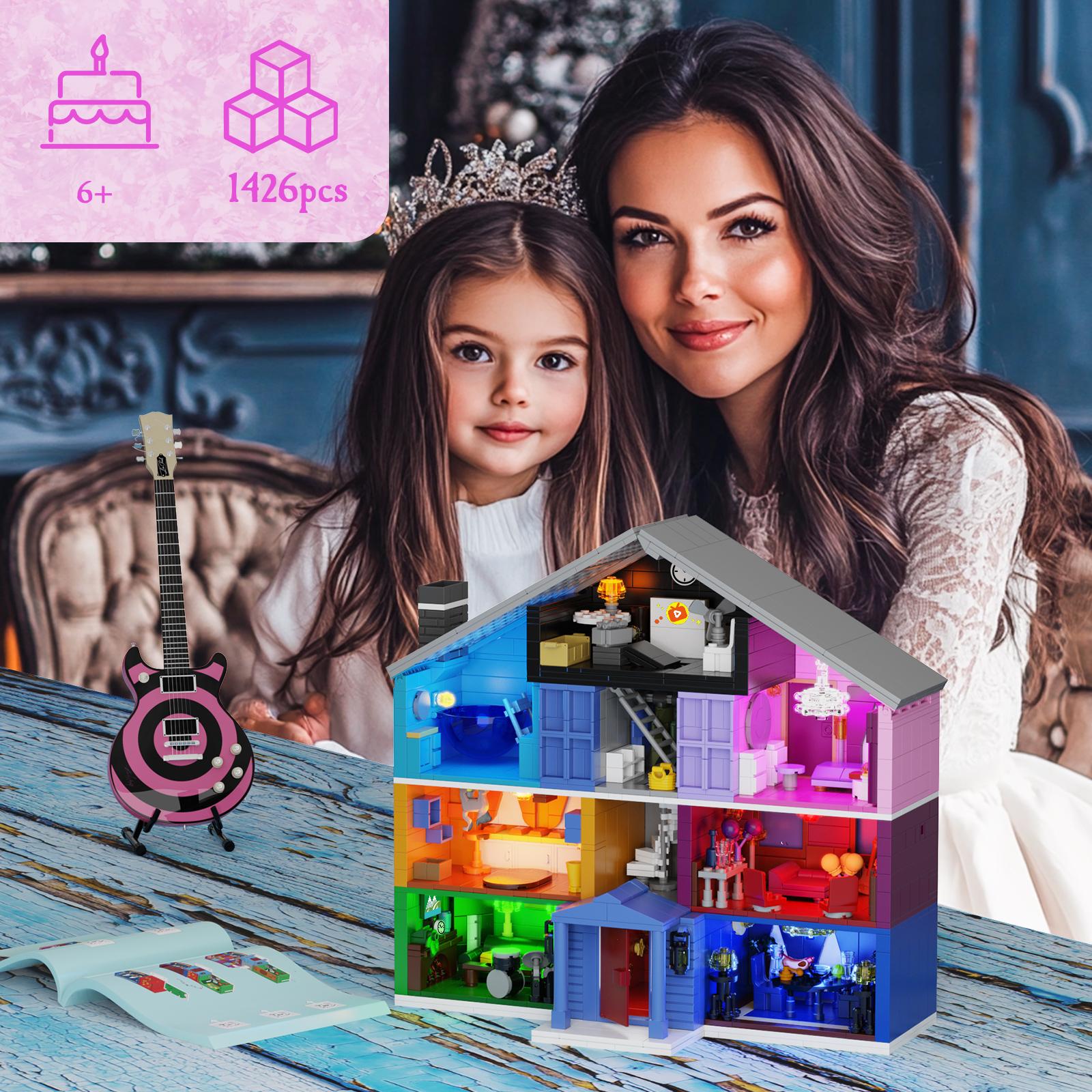 Love Room House Building Blocks Brick Set (1426 pcs) – DIY Miniature House Kit with Lights, Ideal Christmas & Halloween Gift for Girls, Teens & Home Decor Lovers