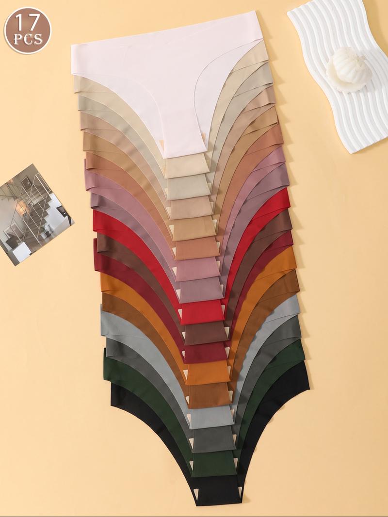 Women's Solid Color Seamless Panty, Elegant Soft Comfy Breathable Knicker for Daily Wear, Underwear for All Seasons, Seamless Panties Set