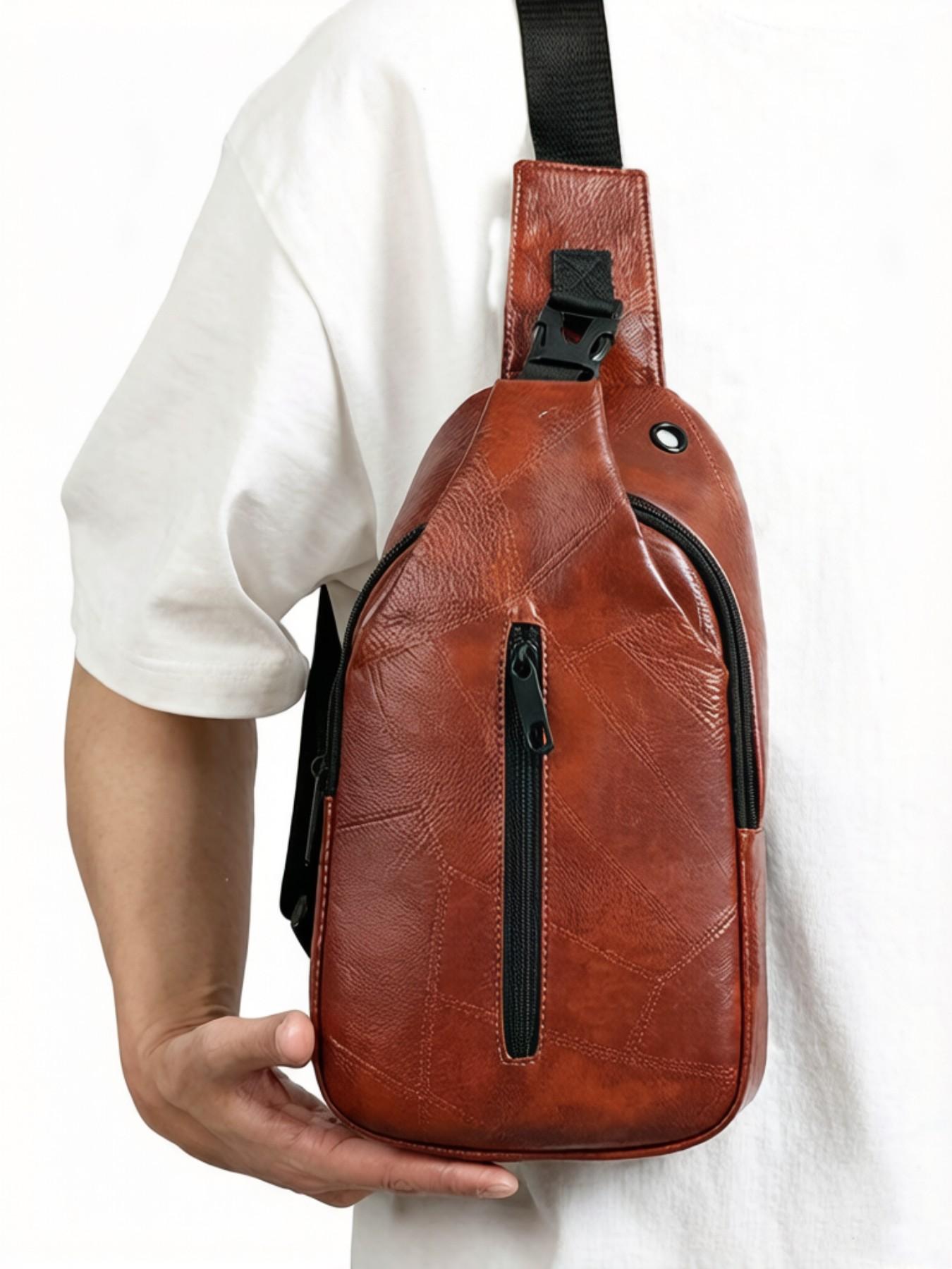 Essential Chest Bag Organizer, Sleek PU Leather Sling Crossbody Pack, Versatile Travel & Concert Gear, Spring Style 2026, TikTok Made Me Buy It.