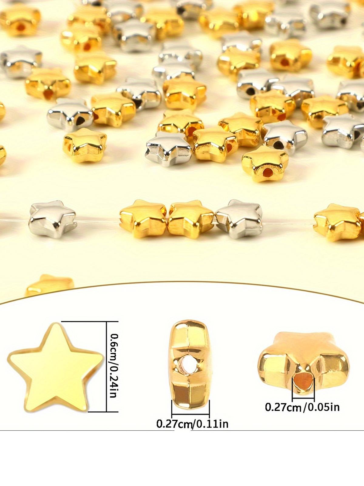 100pcs Star Spacer Beads 6mm Dual Color, Elegant Bright Dual Tone, Ideal for Bracelets, Jewelry, Keychains, Craft Accessories