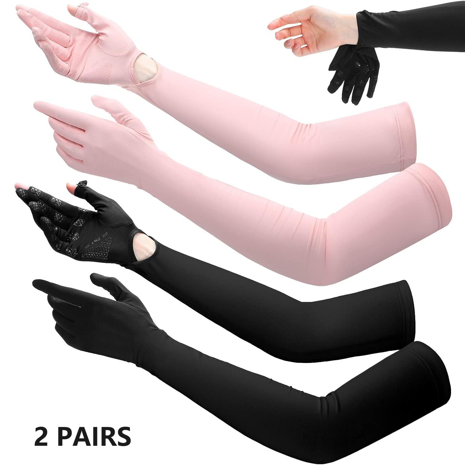 2 Pairs Long Arm Gloves for Men & Women, Touch Screen Compatible, Sunshade Driving Gloves, Motorcycle Riding Gloves, Motorbike Gloves, Breathable & Lightweight, Anti-Slip Grip, Ideal for Outdoor Sports, Cycling, Hiking, Fishing and Daily