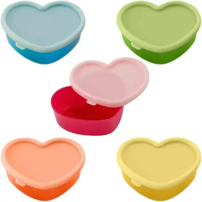 HOME 5 Counts Mini Heart Portable Sauce Containers with Lids Storage Container Plastic Containers